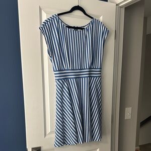 Kate Spade Blue and White Striped Midi Dress Ponte Fiorella Dress